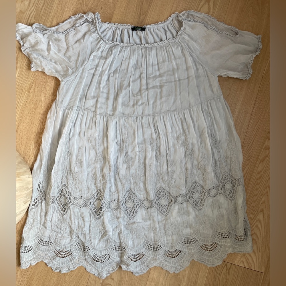 Light grey Boho Lace Tunic Top dress